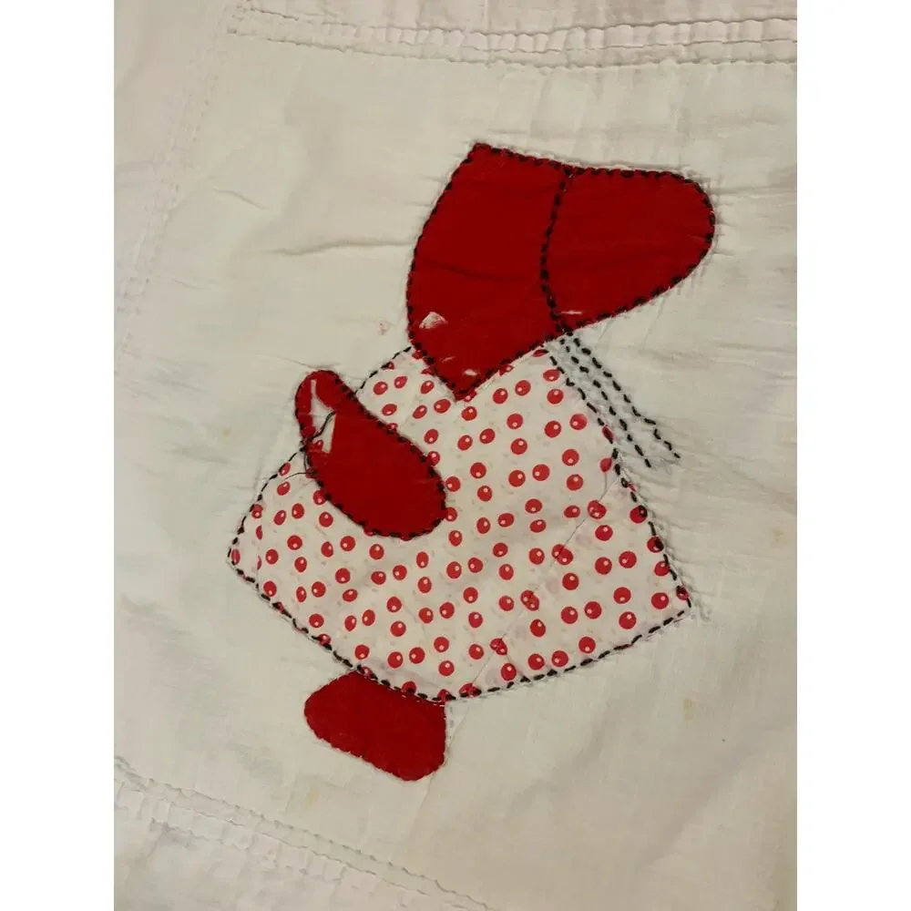 Vintage Sunbonnet Sue Quilt Cutter Primitive Hand Applique‎ Cottage 63x79” READ